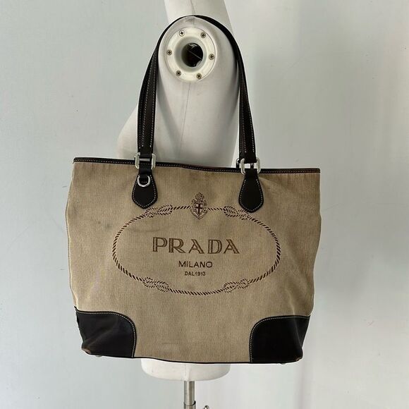 Prada Tan and Black Tote Bag - Picture 2 of 16